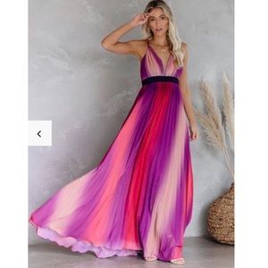 NWT Fusion Pleated Maxi Dress ombre print dress